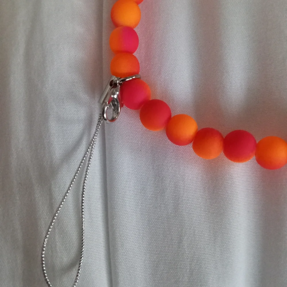 Hand crafted New cell phone charm holder neon statement beaded bracelet